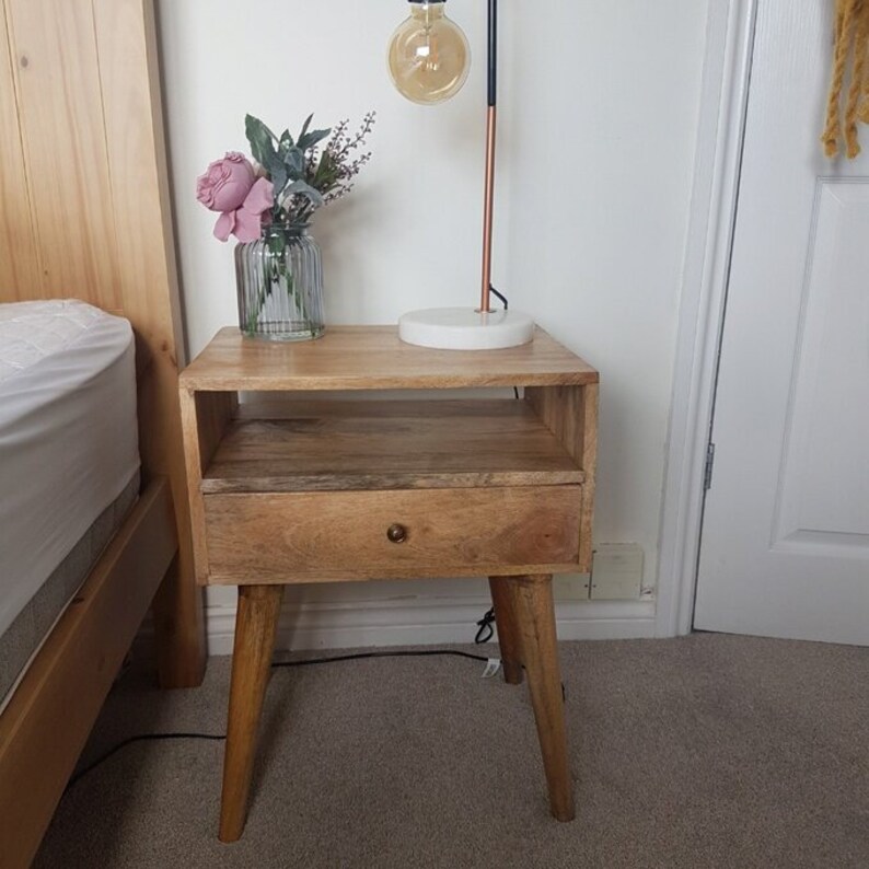 Scandinavian Style Bedside Table Nordic Retro Nightstand Side Etsy