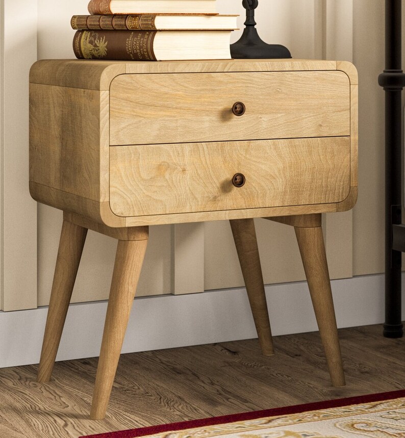 Scandinavian Style Bedside Table Nordic Retro Nightstand Side Etsy