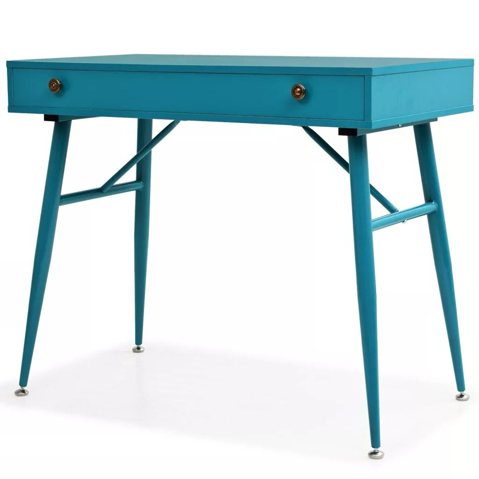 Small Writing Desk Industrial Turquoise Computer Table Laptop Etsy