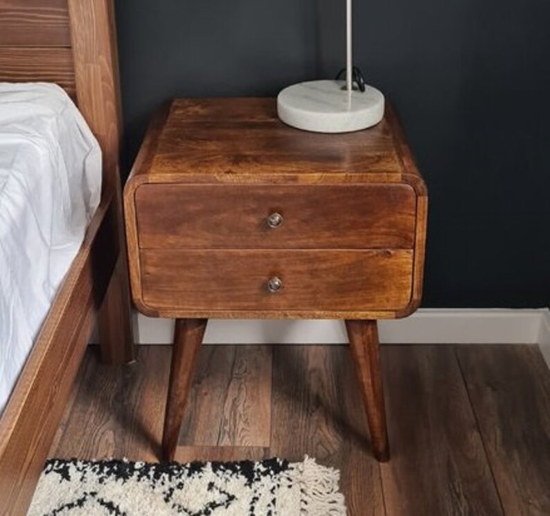 Scandinavian Style Bedside Table Nordic Retro Nightstand Side Etsy