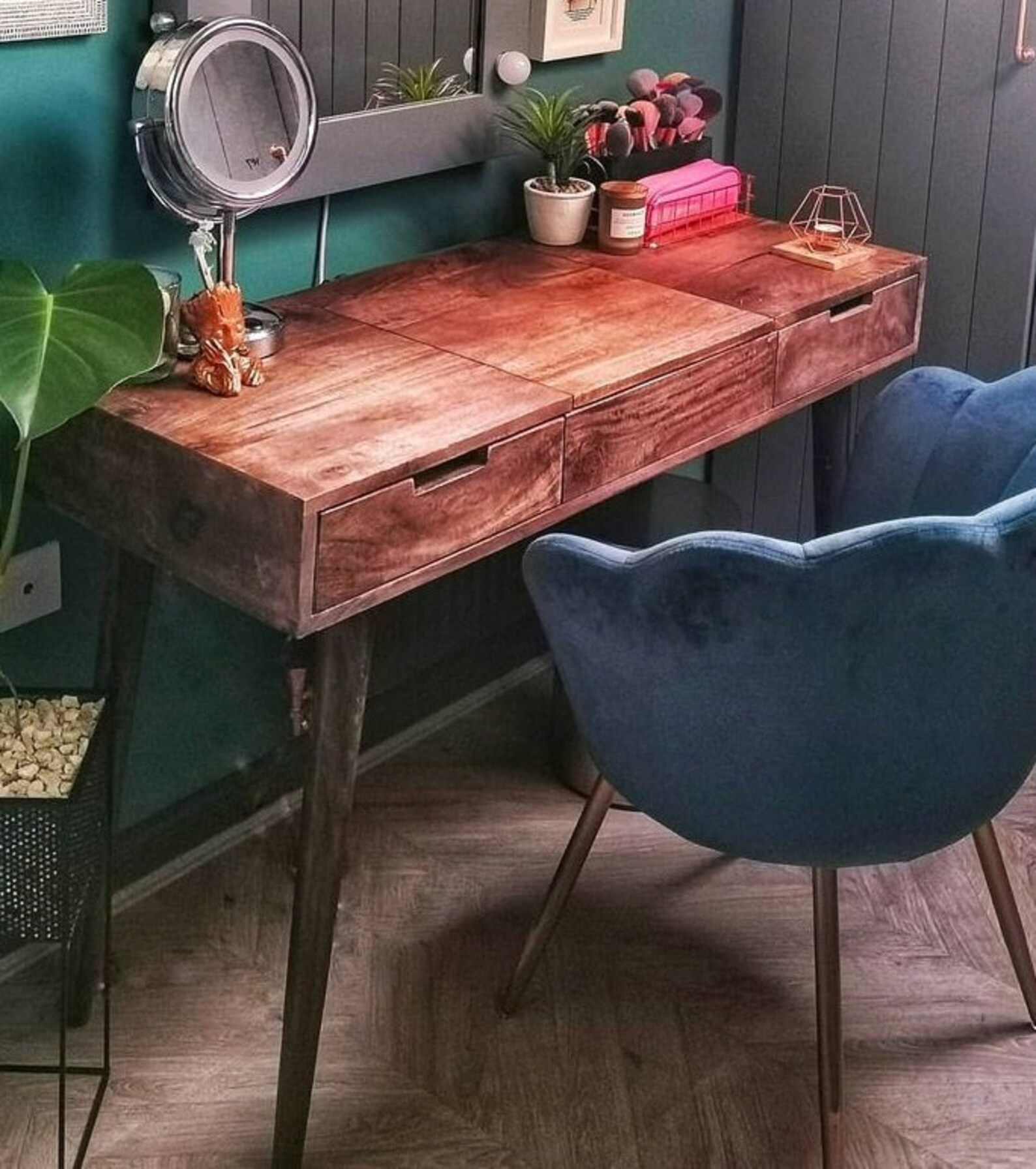 Solid Mango Wood Dressing Table with Mirror and Drawers Rustic  Etsy