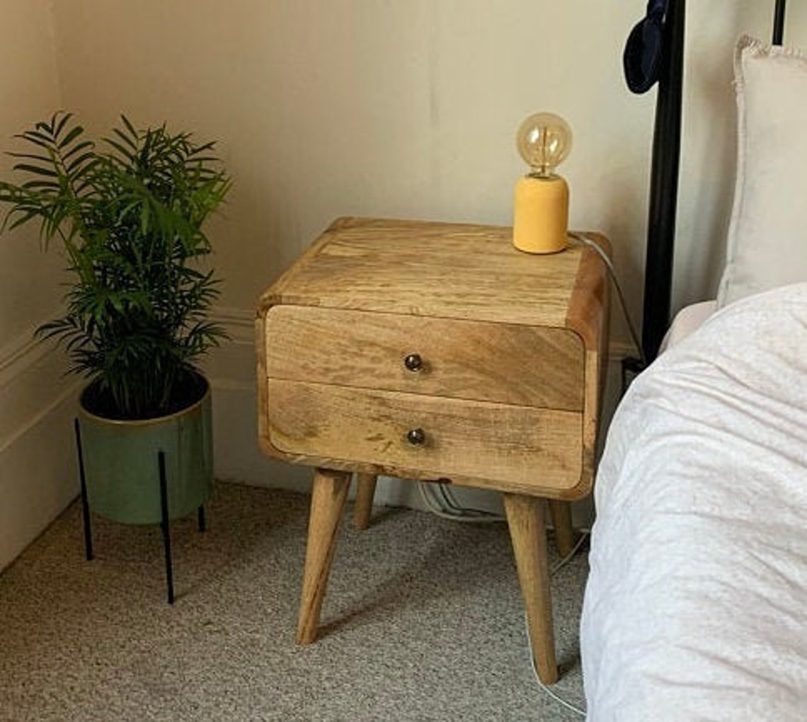 Scandinavian Style Bedside Table Nordic Retro Nightstand Side Etsy