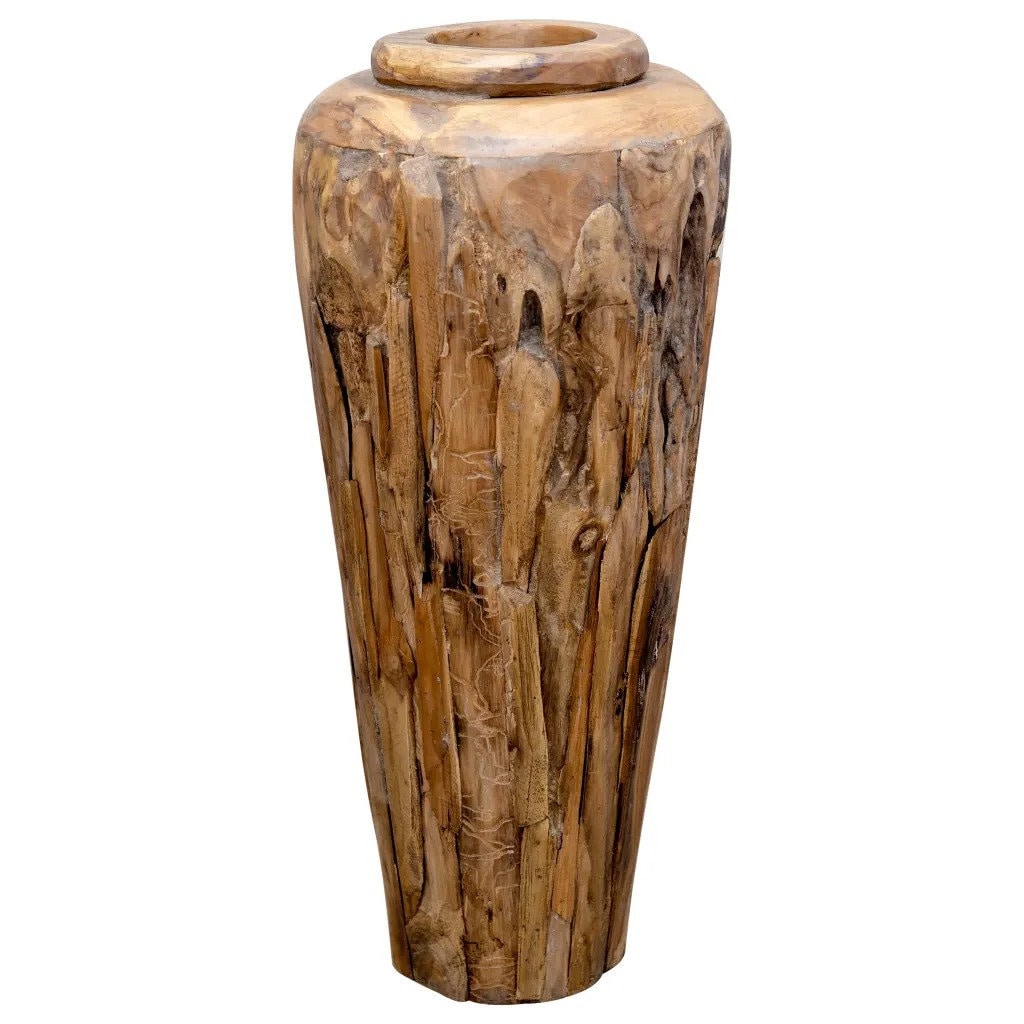 Tall Floor Standing Vase Solid Teak Wood Unique Decoration Etsy