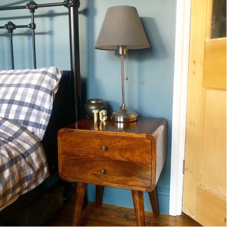 Scandinavian Style Bedside Table Nordic Retro Nightstand Side Etsy