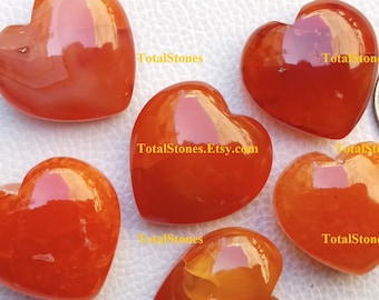 Carnelian Heart 1.5": Choose as much (Big 'AAA' Grade Crystal Heart, Carved Puffed Gemstone Heart) TotalStones