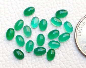 6x4 mm Green Onyx Cabochon mm Size Oval Shape Designer Jewelry Set Small Green Onyx Earring Ring Jewelry Making Healing Crystals 2 Pair