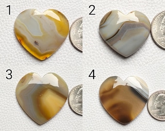 Botswana Agate Cabochon Heart Gemstone Semiprecious Heart Shape Botswana Agate Designer Jewelry Stone Healing Crystals