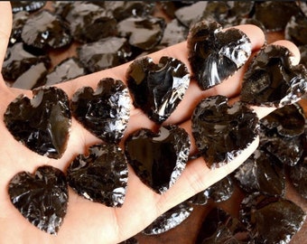Black Obsidian Heart, Quartz Crystal Hearts, Carving Heart Shape Big Size Stones