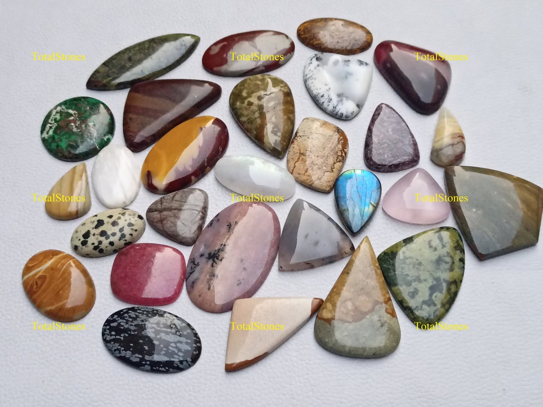 A-Z Top Quality Natural Loose Gemstones Cabochon Mix - Various Sizes, Shapes & Colors (Agate, Tn128)