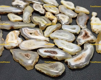 Natural Window Druzy Geode in Natural Color Polished Slabs / Druzy Agate Slices / Wire Wrapping, Necklace Stones / 1 inch to 2 inch