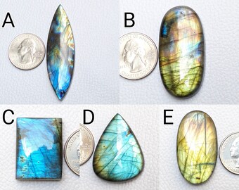 Cristaux de guérison en pierre de labradorite véritable flashy un côté plat lisse bleu Labradorite ferronnerie d'art