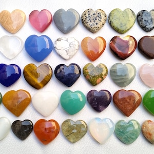 Heilende Kristall Herzen | 32 Edelstein-Herz-Optionen für Geschenk, Liebe, Frieden, Energie, Schutz, Glück | Handgeschnitzte und polierte Kristalle