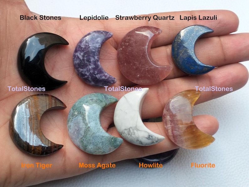 Halbmond Kristall | Natürlicher Edelstein Halbmond Mond Anhänger | Heilende Kristalle Stein-Halbmond für die Schmuckherstellung Bild 5
