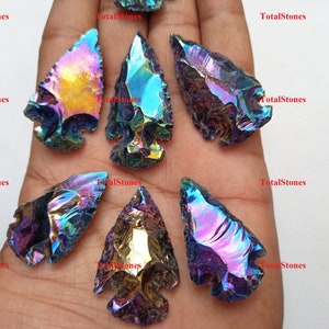 Angel Aura Arrow Head / Coated Black Spear Heads / Aero Head Aura Crystal Gemstone Pendants / Titanium Arrowhead