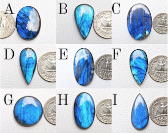 Labradorite bleue, pierres précieuses en vrac, cristaux de qualité A+ - à vous de choisir. (Bijoux en labradorite à faire soi-même, fournitures pour pendentifs, pierre de guérison) 8701 à 8709