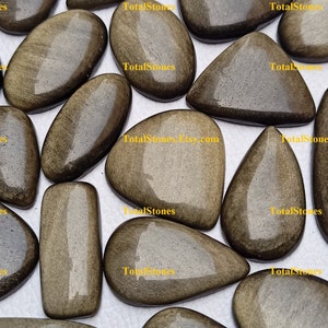 Golden Obsidian Gemstone Cabochon - Golden Sheen Crystal - Golden Stone - Jewelry Supply - Wholesale Lot