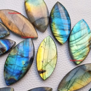 Marquise Labradorite Cabochon - Natural Labradorite Gemstone Cabochon in Marquise Shapes only! Labradorite for Jewelry Making