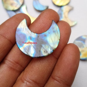 FLAT Labradorite Gemstone Moon, Crescent Flat Moon AAA quality Multifire Labradorite Moonstone, Mix Size Labradorite Crescent Moon Jewelry