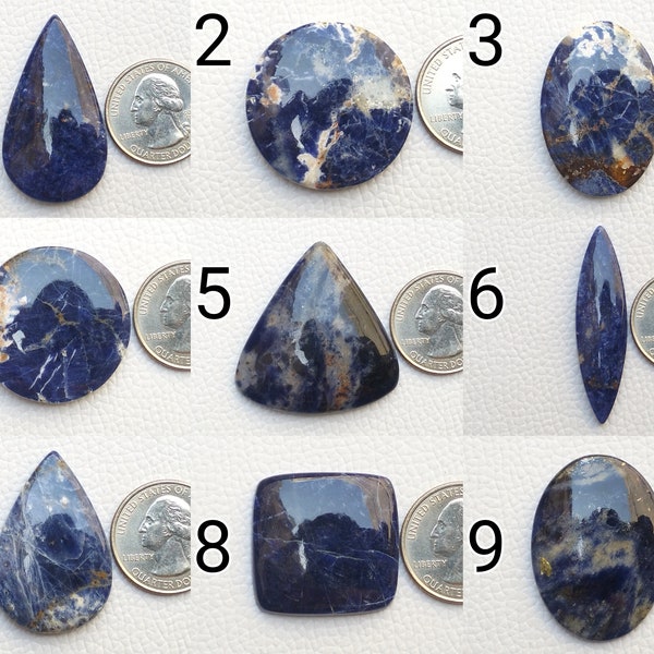 Natural Sodalite Loose Gemstone Wholesale One Side Flat Silver Pendant Making Mix Shape and Size Sodalite Stones Designer Jewelry Crystals