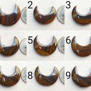 Natuurlijke Edelsteen Ijzer Tijgeroog Cabochon Maanvorm Beide zijden Gepolijste Hanger Maken Tijger Ijzer Maan Groothandel Edelsteen Zilveren Sieraden:
