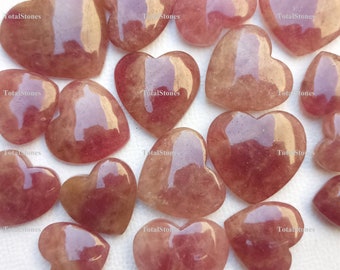 Strawberry Quartz Heart / Puffy Gem stone Hearts