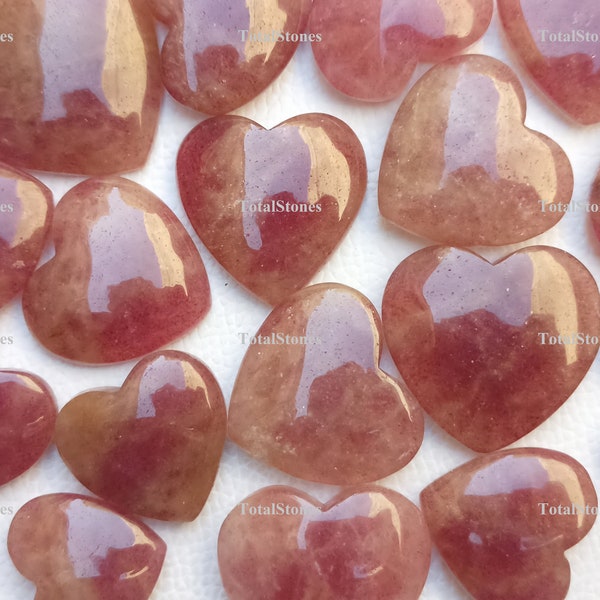 Strawberry Quartz Heart / Puffy Gem stone Hearts