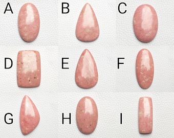 Pink Rhodonite Jewelry Cabochon One Side Flat Pendant Making Healing Crystals Rhodonite Beads