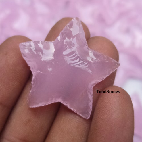 Rose Quartz Star Crescent Stars Pink Star Beads Rose Quartz Etsy