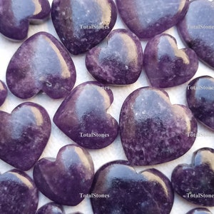 Lepidolite Crystal Hearts - Natural Gemstone - Heart Pocket Stone - Heart Shaped Blue Love Stones
