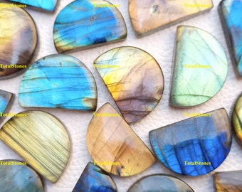 Half Round - D Shape Labradorite Cabs Stones for your Wire Wrapping Necklace / Gemstone Jewelry Supplies.