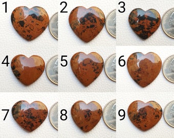 Brown Obsidian Gemstone Jewelry Making Heart Shape One Side Flat Both Side Polished Brown Obsidian Heart Pendant Jewelry Healing Stone