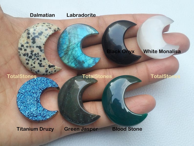 Halbmond Kristall | Natürlicher Edelstein Halbmond Mond Anhänger | Heilende Kristalle Stein-Halbmond für die Schmuckherstellung Bild 4