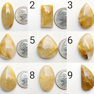 Natural Golden Rutile Gemstone Wholesale Golden Rutile Designer Jewelry Making Pendant Both Side Polished Wire Wrap