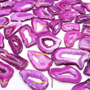 Baby - Hot Pink Widnow Druzy Agate Slices / Geode Polished Slabs / Geode Slices / Wire Wrap Stones / 1 inch to 2.5 inches