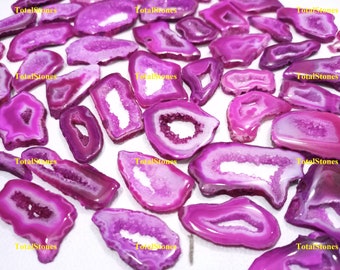 Baby - Hot Pink Widnow Druzy Agate Slices / Geode Polished Slabs / Geode Slices / Wire Wrap Stones / 1 inch to 2.5 inches