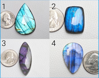 Blue Flashy Labradorite Gemstone Cabochon Flat Back Handmade Labradoriite Wire Wrapping Jewelry Crystals