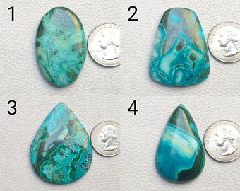Chrysocolla Malachite Loose Gemstone Designer Stone Chrysocolla Pendant Making One Side Flat Macrame Jewelry