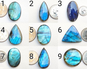 Cabochon de labradorite bleu complet de qualité supérieure en gros des deux côtés, plat et poli lisse, fournitures de pierres précieuses bleues de labradorite fabrication de bijoux