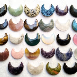 Crescent Moon Crystal | Natural Gemstone Crescent Moon Pendant | Healing Crystals Stone Crescent for Jewelry Making