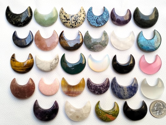 Crescent Moon Crystal | Natural Gemstone Crescent Moon Pendant | Healing Crystals Stone Crescent for Jewelry Making