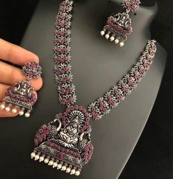 Oxidized Temple Necklace Set Indian 