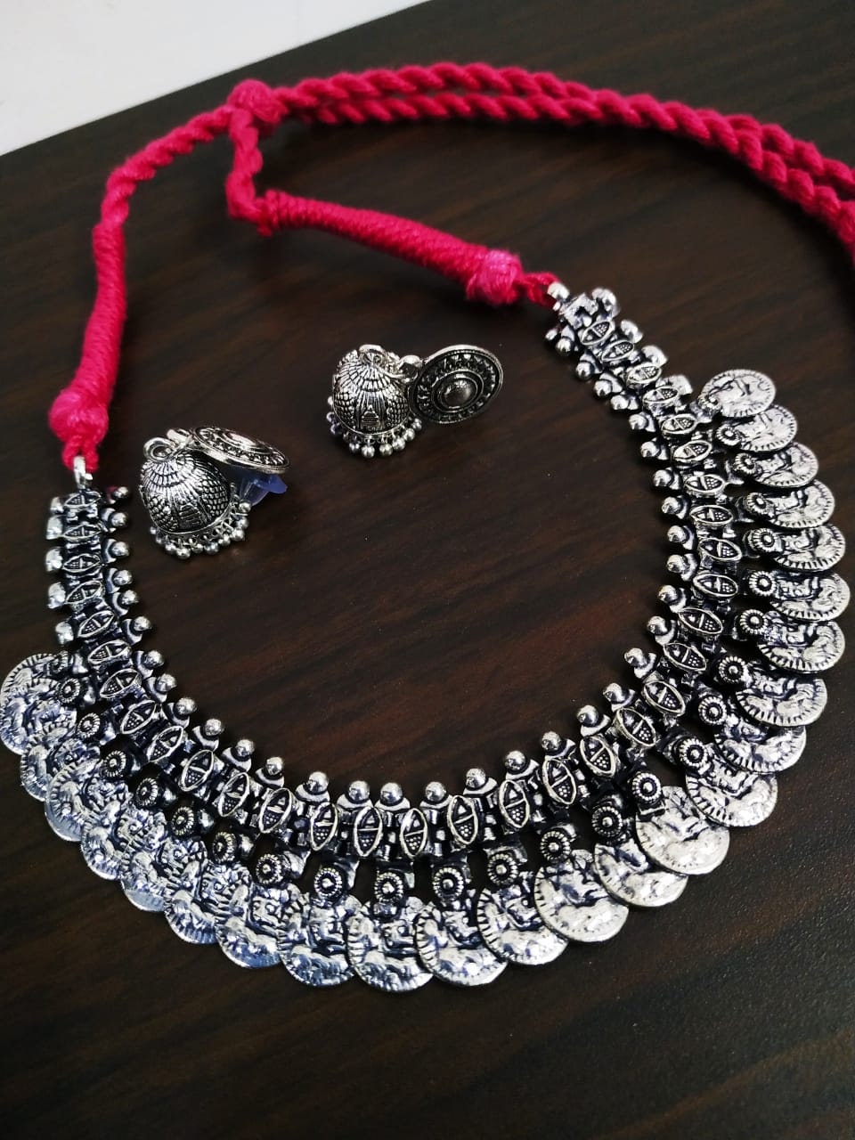 Oxidized Choker Necklace set Indian Jewellery set Coin Etsy