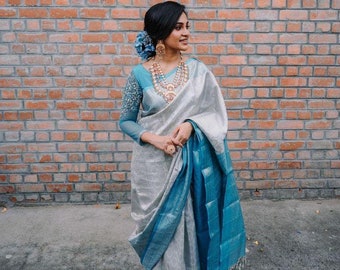 Grey Saree - Etsy