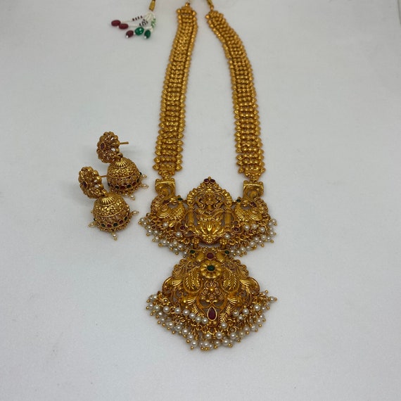 Antique Matte Golden Temple Jewellery Set Bridal Jewellery indian