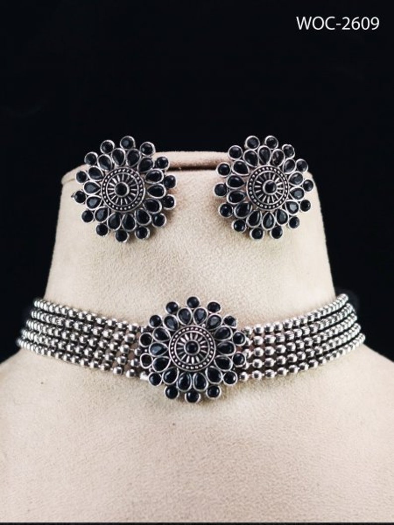 Oxidize Indian Jewelry Set Silver Oxidize Necklace With Etsy