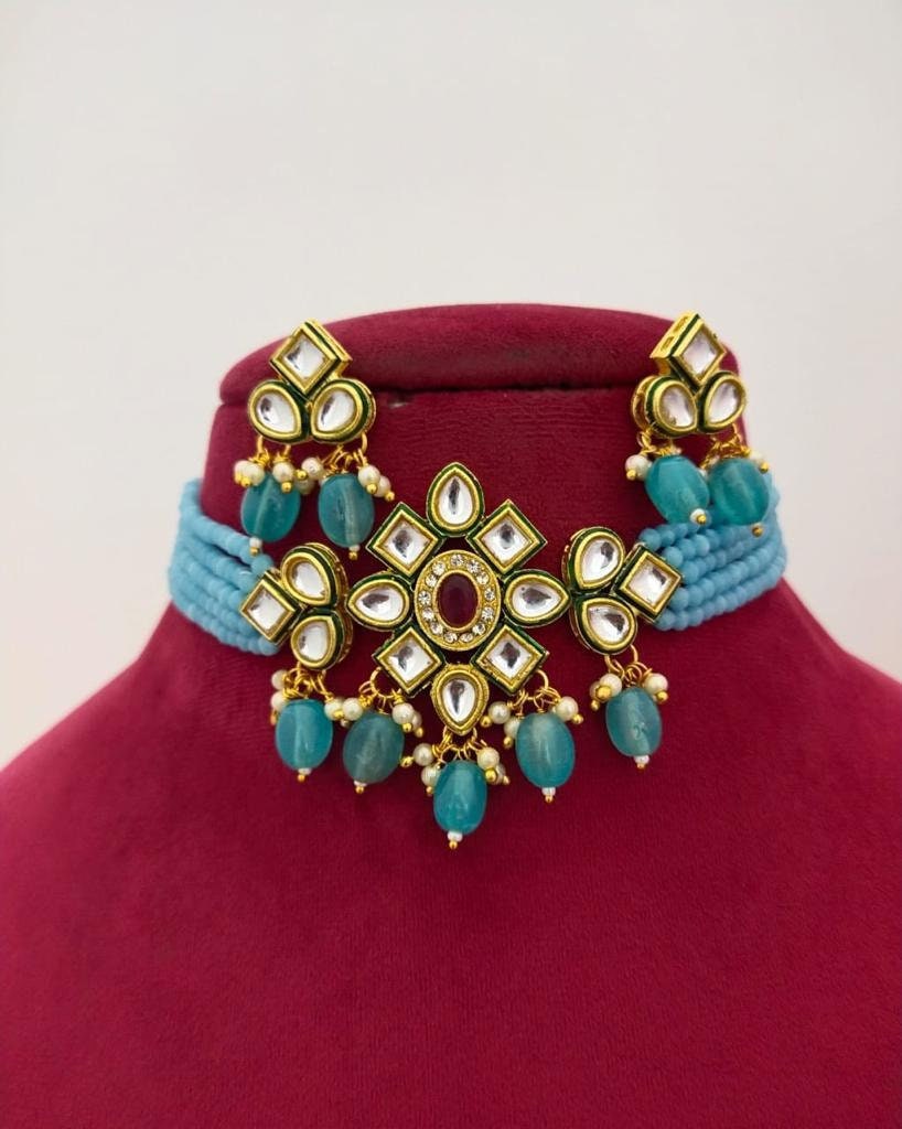 Kundan Choker Necklace Indian Choker Necklace Set For Women Etsy
