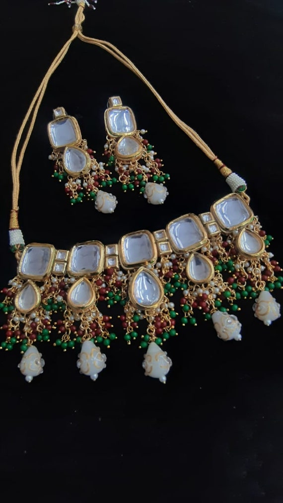 Jaipur Kundan Choker Necklace Set With 