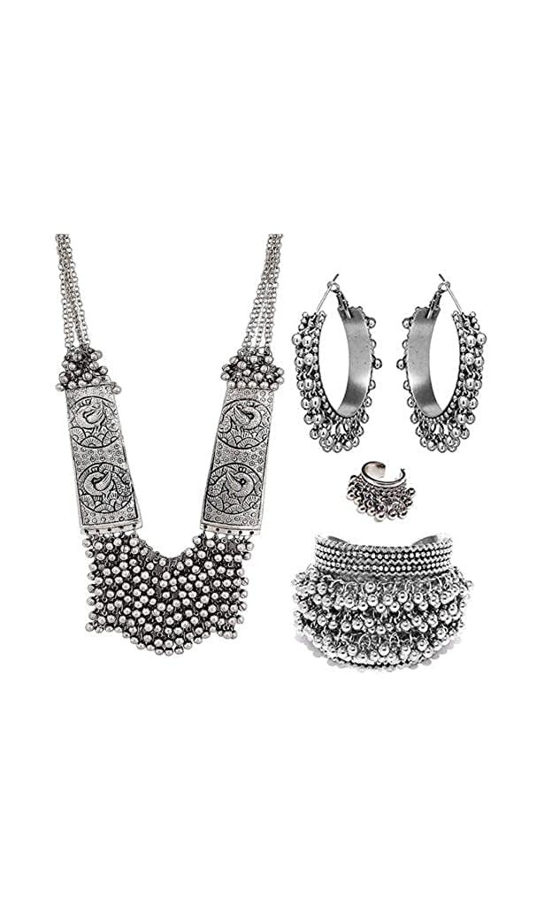 Long Haram Necklace Combo Set With Earrings Bangles Ring Etsy