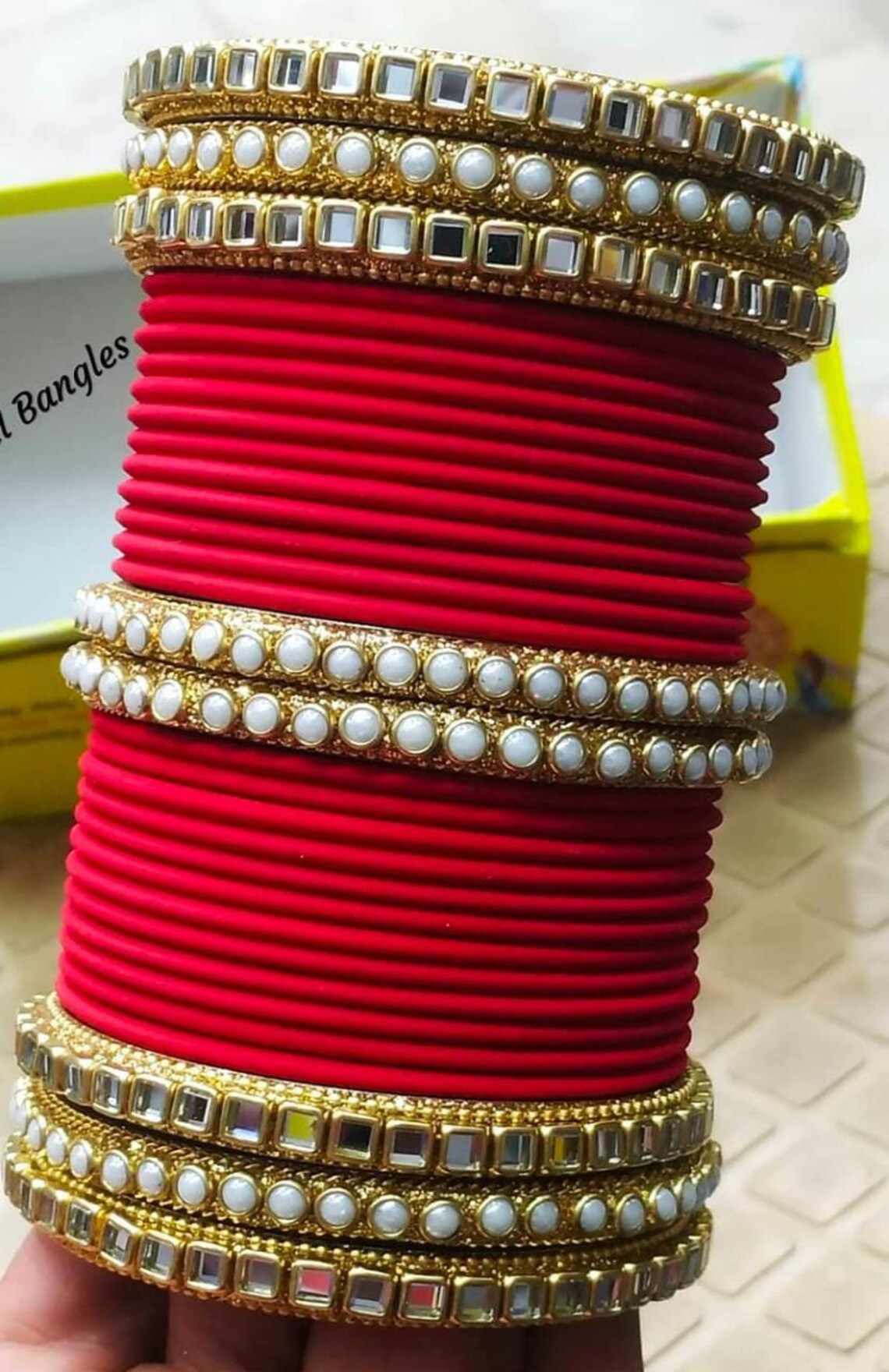 Red Chura Bridal Art Kundan Stones Bangles Set for Wedding - Etsy