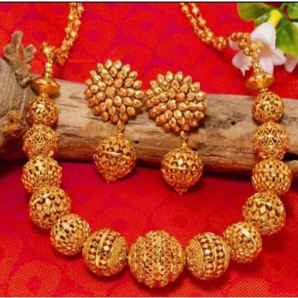 Big Bead Necklace Etsy